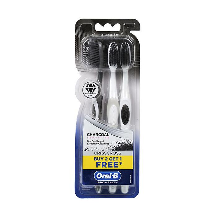 Oral-B Pro-Health Criss Cross Charcoal Toothbrush - Extra Soft 3/pk