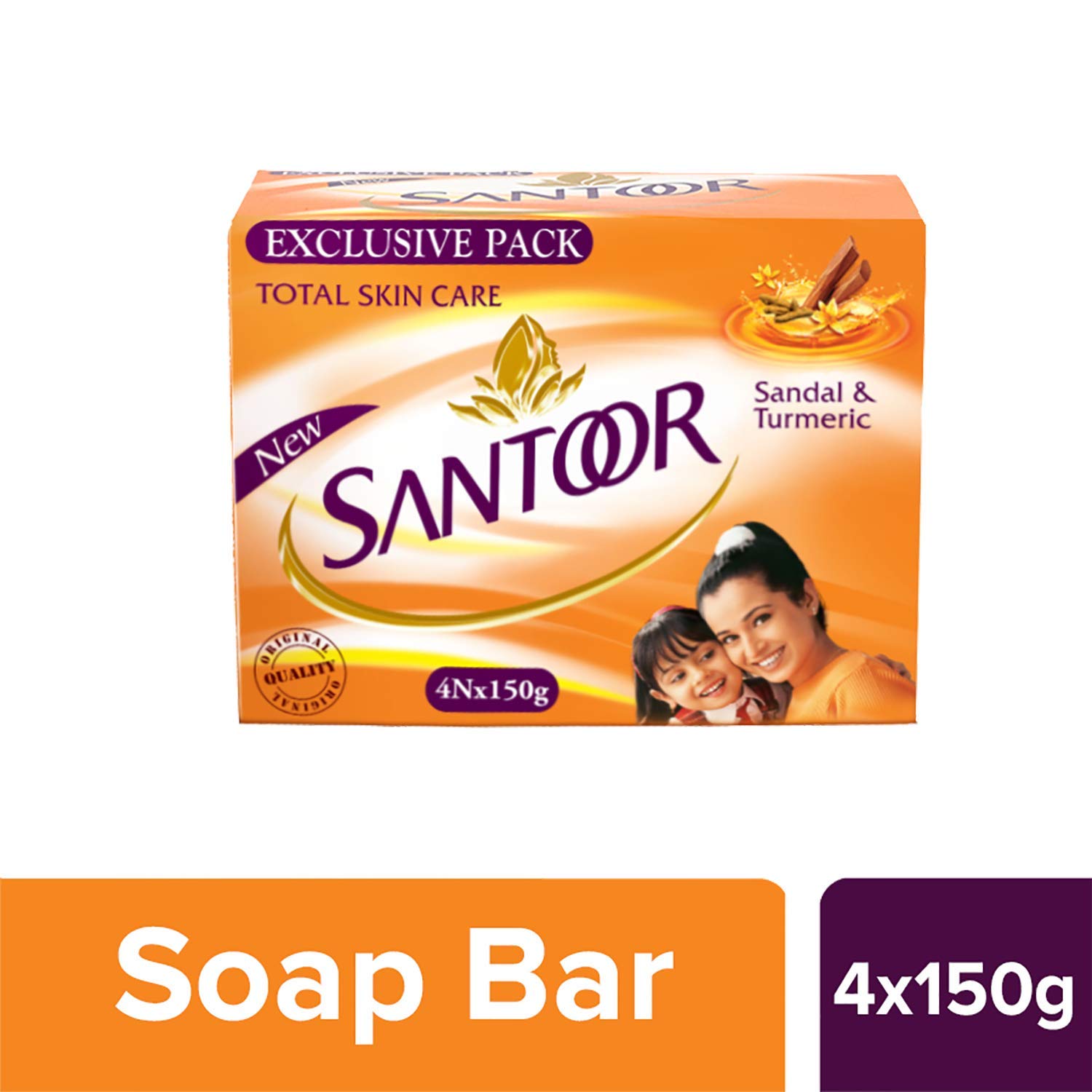 Santoor Sandal & Turmeric Soap for Total Skin Care, 150g