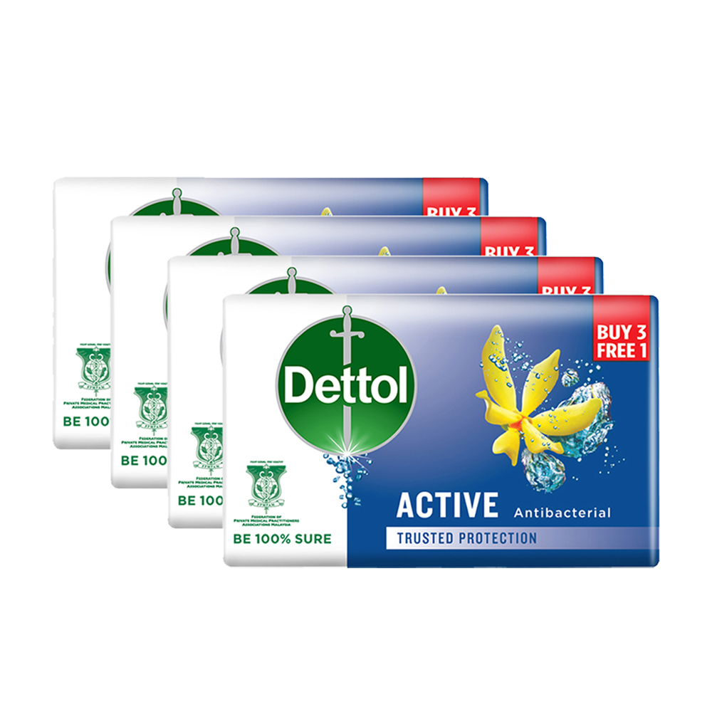 Dettol Antibacteria Body Soap Active 100G 3+1 